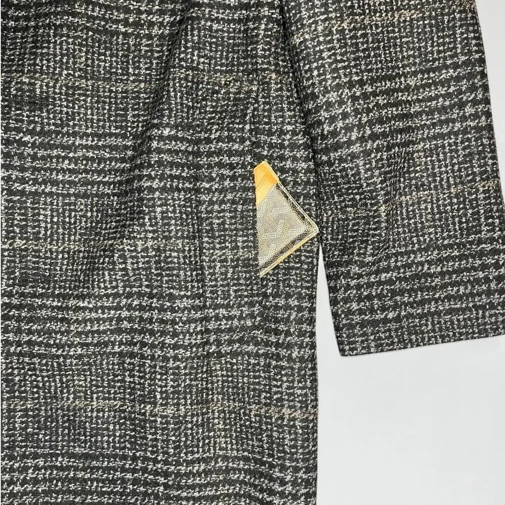 $300 Retail Banana Republic Grey Plaid Wool Blend Long Coat Mens Size S NWT